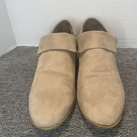 American Eagle Booties Women’s Size 12  Tan Faux Suede Low‎ Heel Ankle Boots Zip - Picture 2 of 15